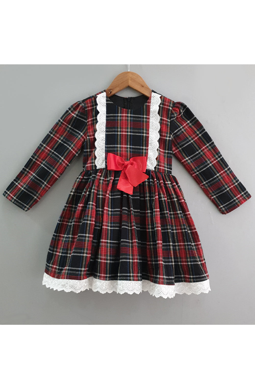 Red checkered knee length dress