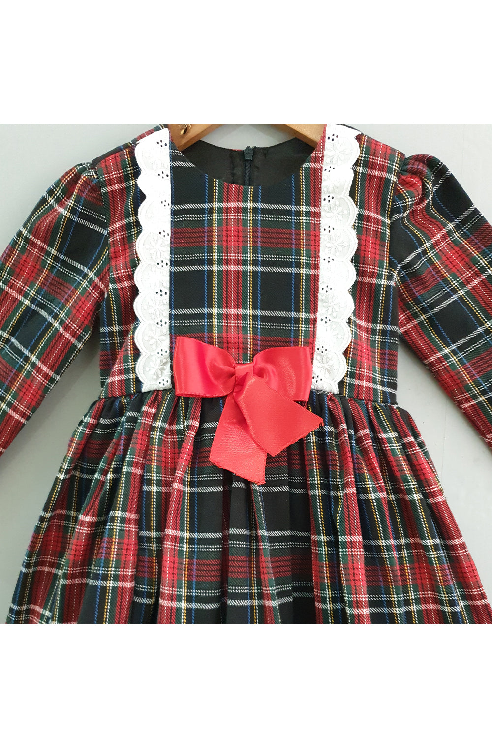 Red checkered knee length dress