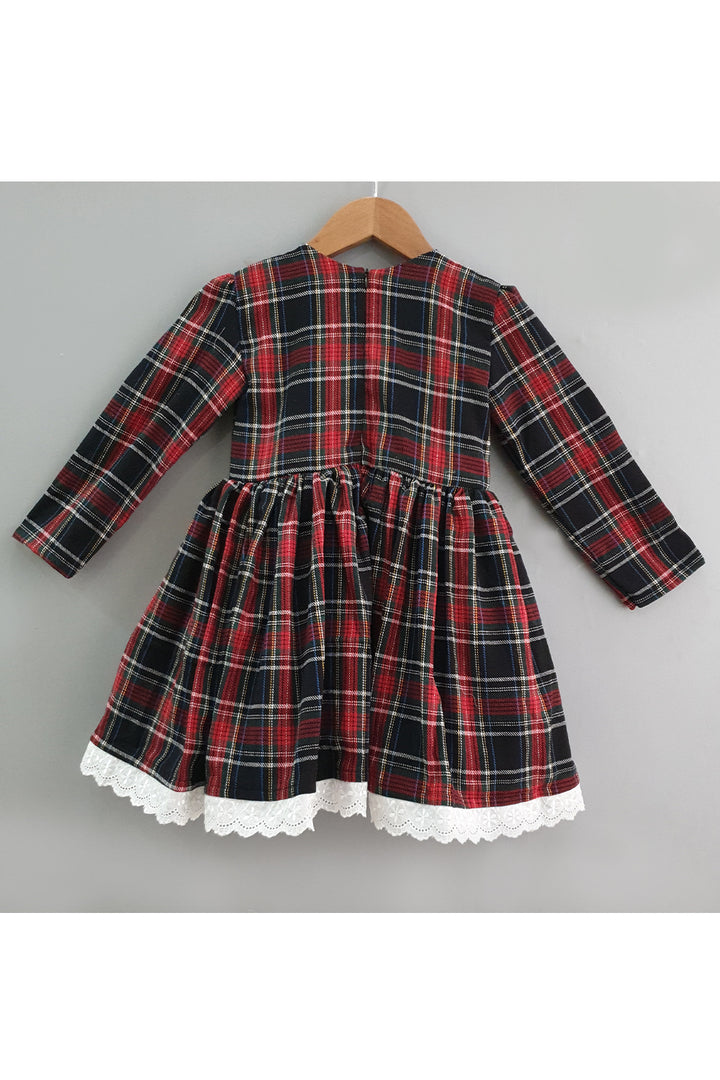 Red checkered knee length dress