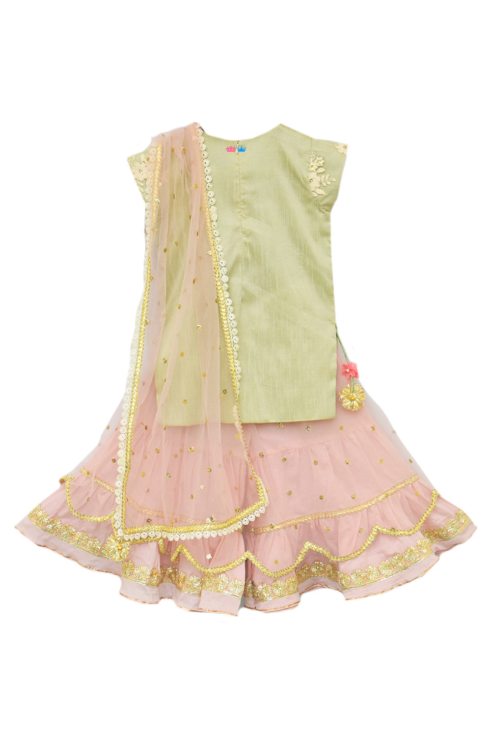 Pista Green Embroidery Kurti with Sharara