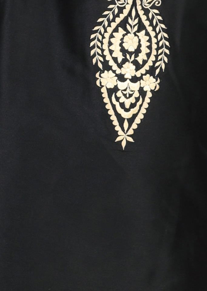 Black Thread Embroidered Kurta With Pyjama Set