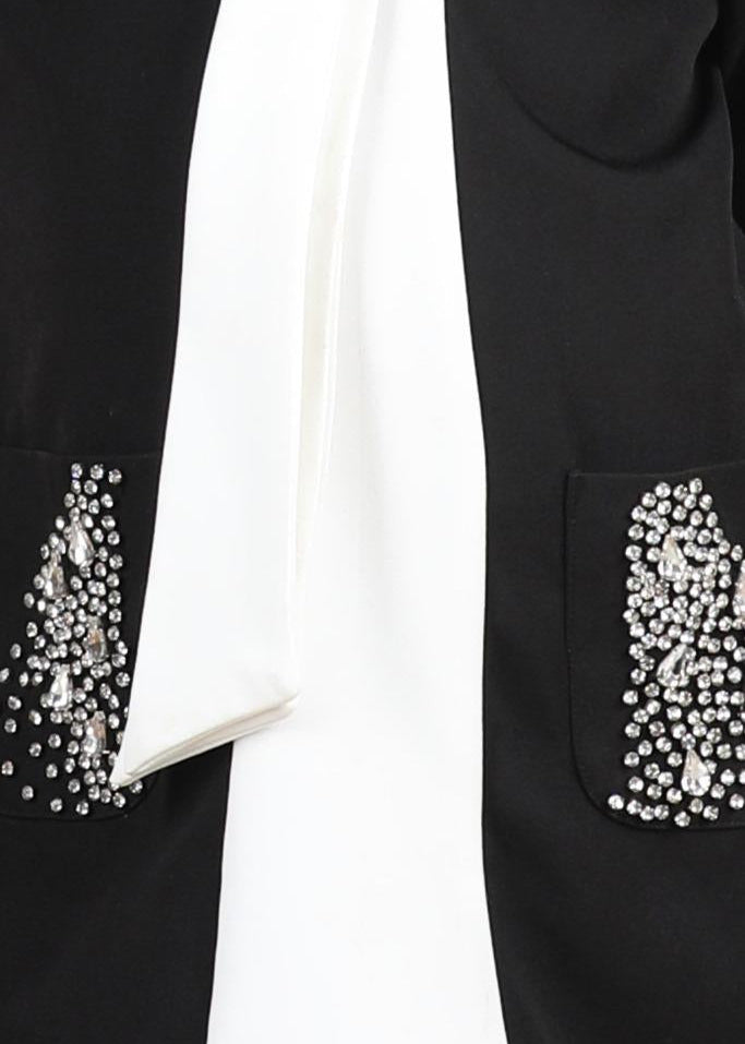 Black Bow Embroidered Pocket Dress