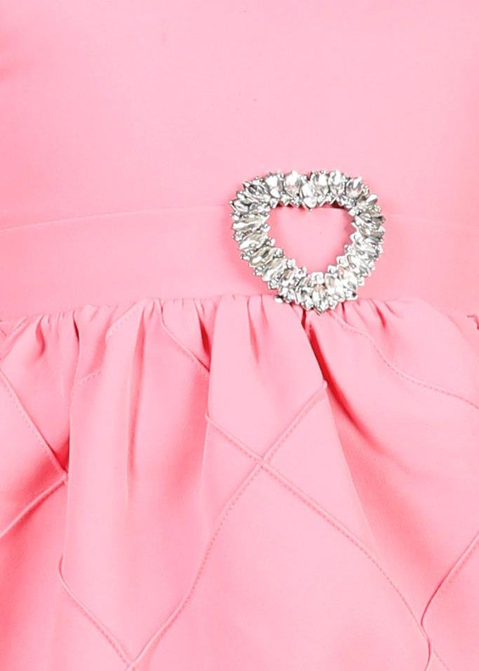 Pink Imported crepe Broach Detailing Dress