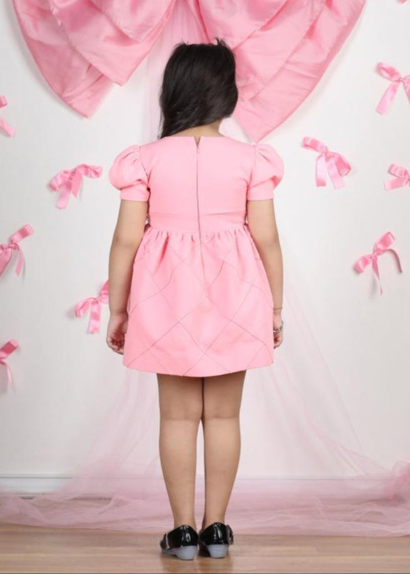 Pink Imported crepe Broach Detailing Dress