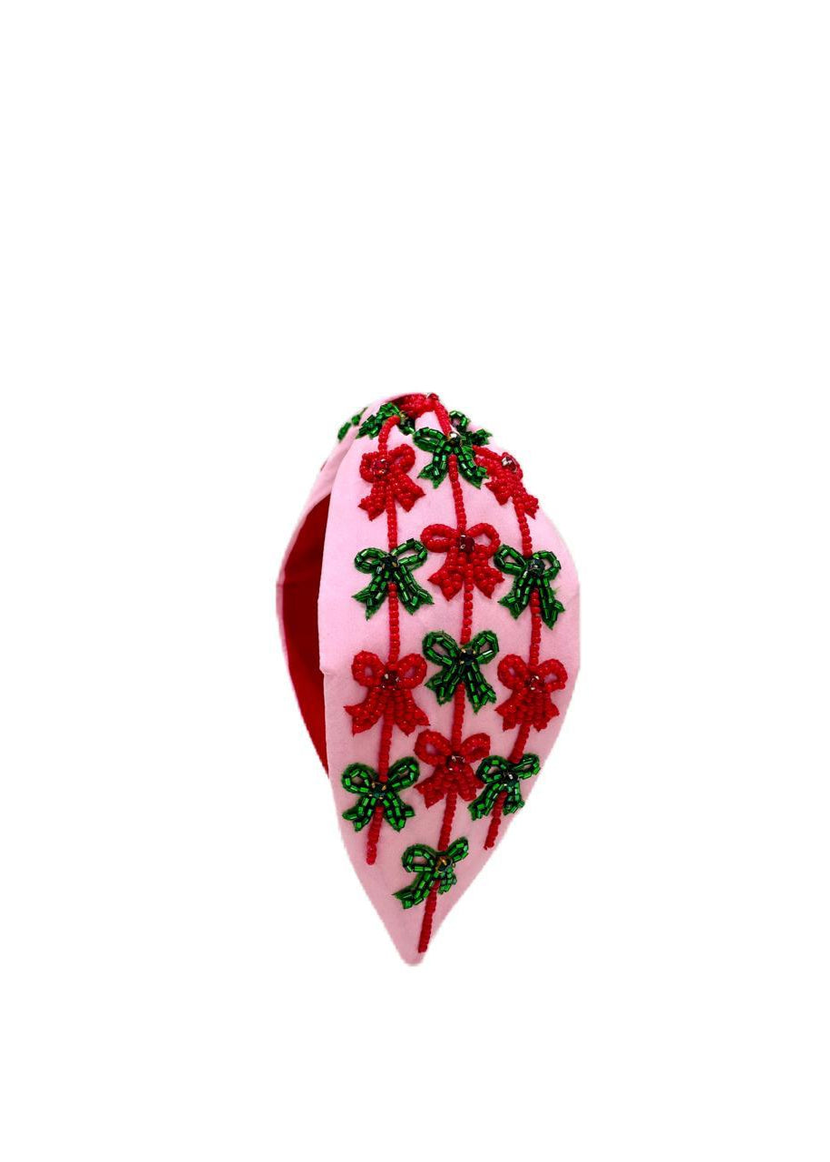 Pink Handmade Bow Embroidered Hairband