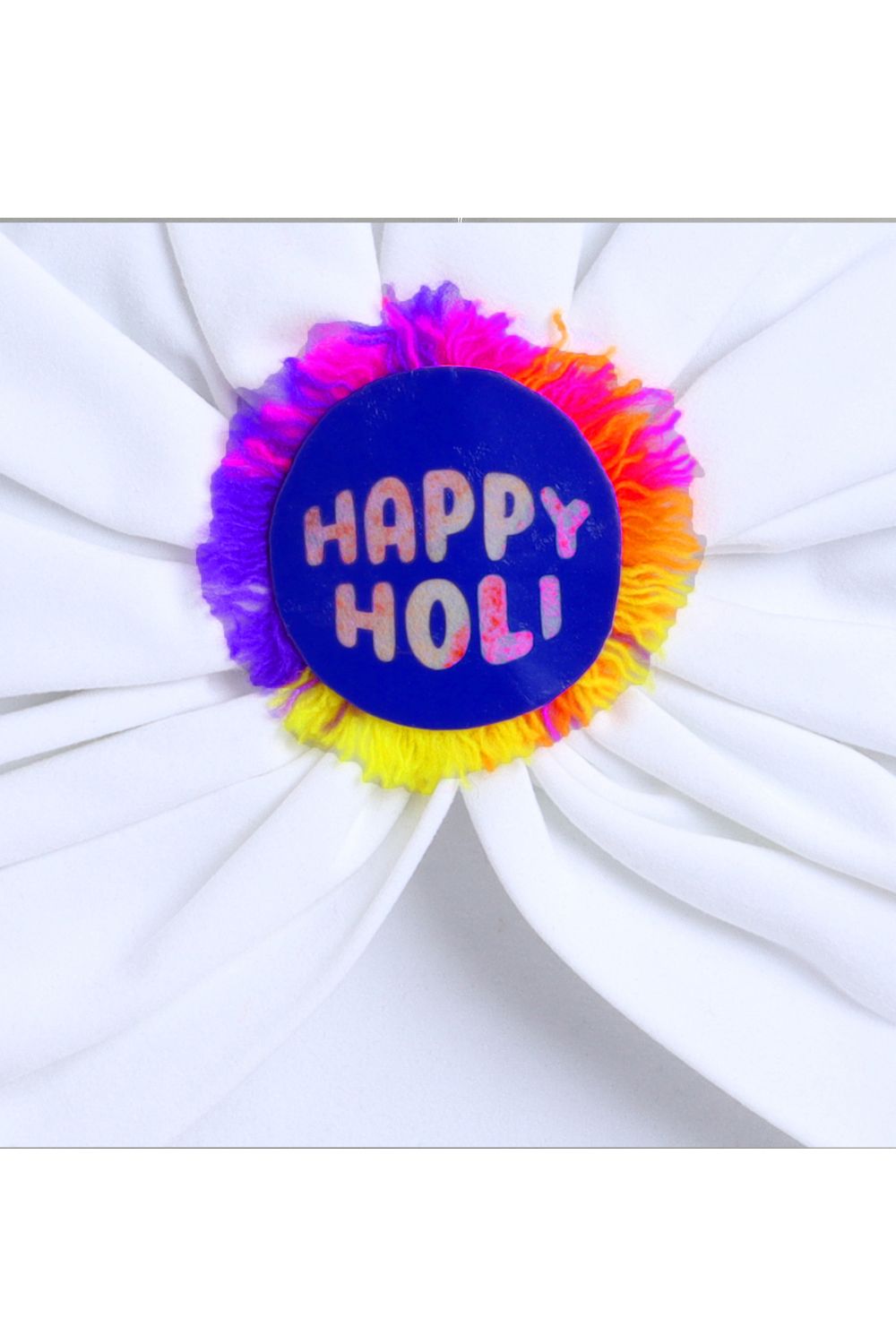 Unisex Cotton Happy Holi Turban-White/Black