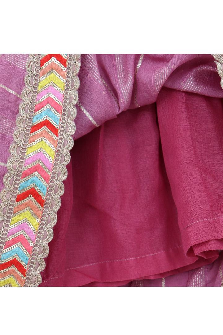 Purple Embroidered Lace Detailing Kurta With Sharara Set
