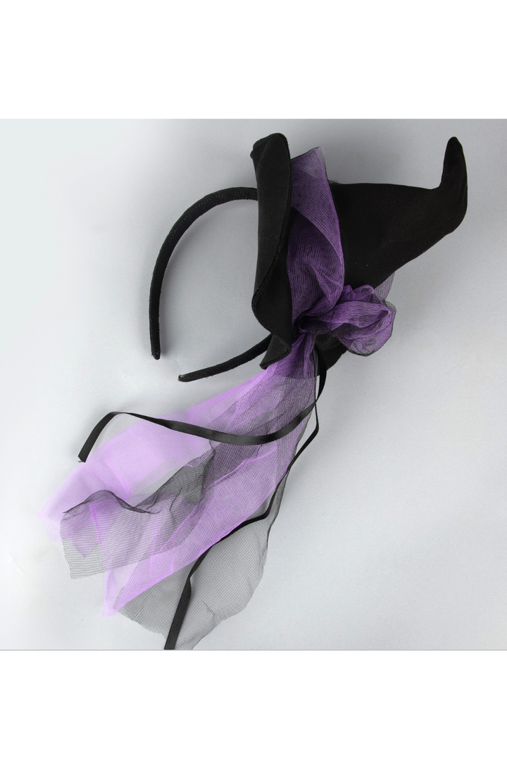 Black Halloween Witch Themed Hairband With Veil