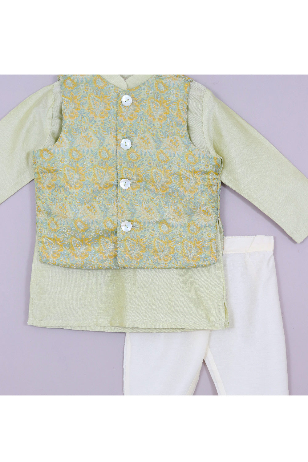 Kurta With Black Brocade Embroidered Jacket Set