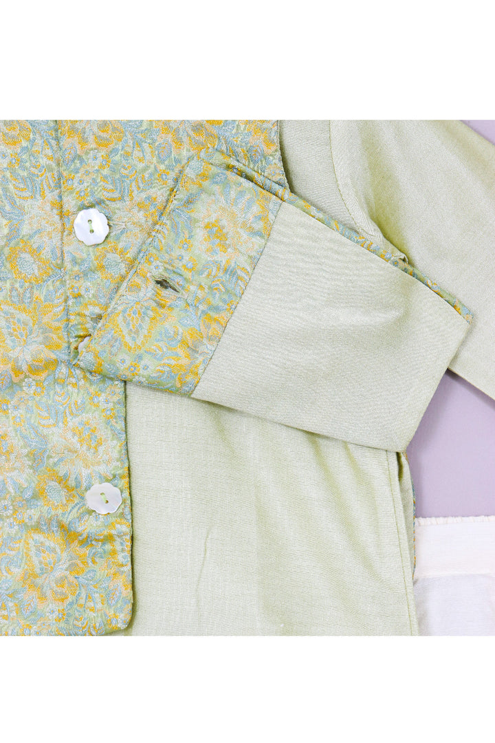 Kurta With Black Brocade Embroidered Jacket Set