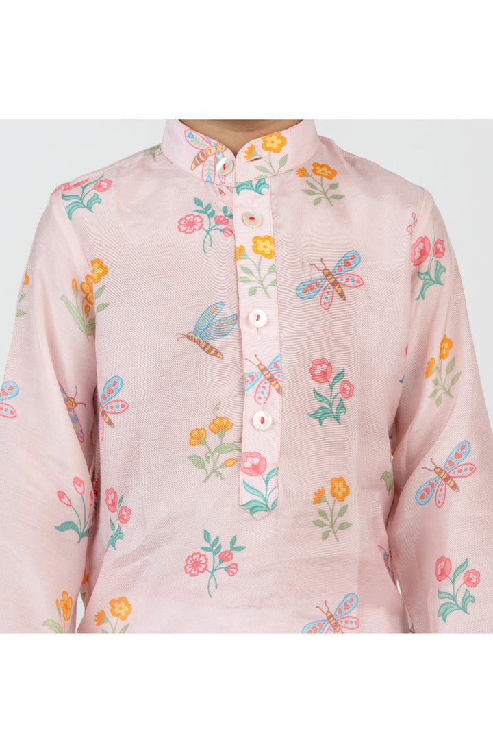 Pink Buta Printed Kurta With Pyjama Set