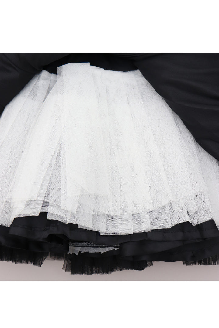 Black And Green Feather Detailing Frill Dress