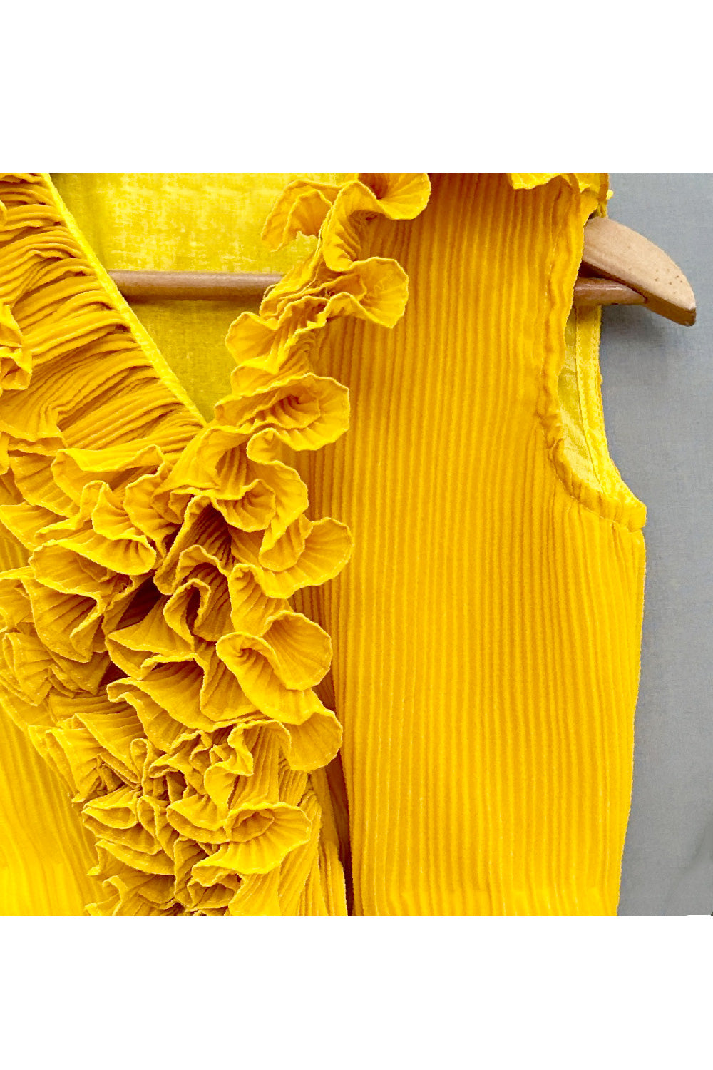 Yellow Ruffle Georgette Top With Floral Printed Lehenga Set