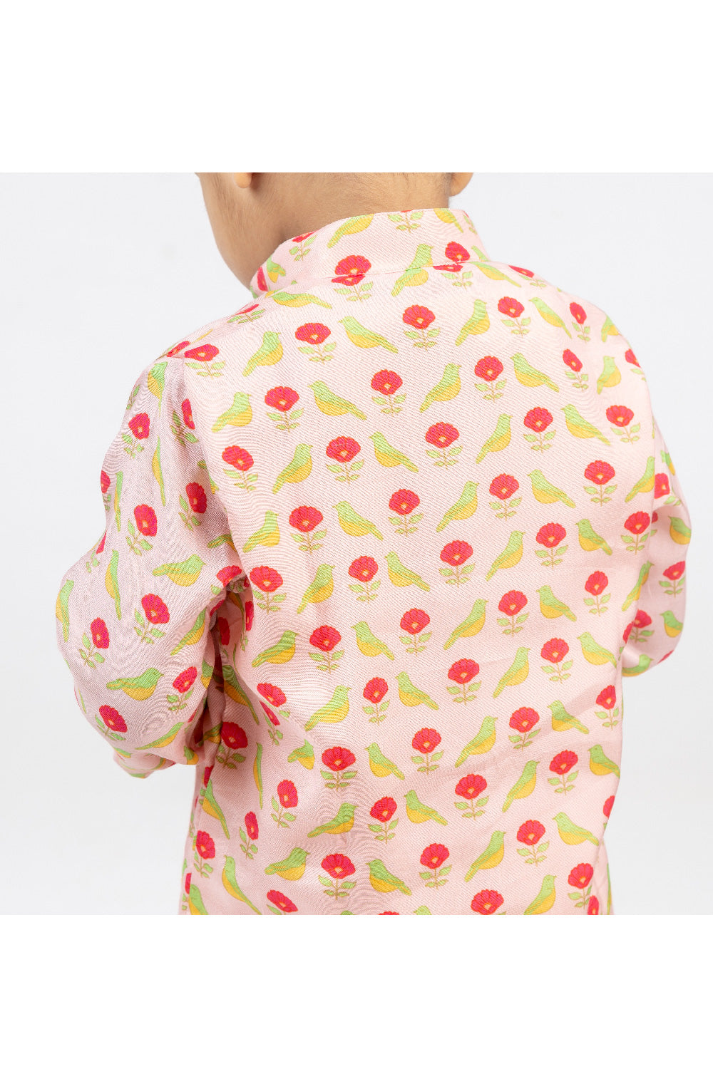 Peach Bird Printed Kurta With Pyjama Set