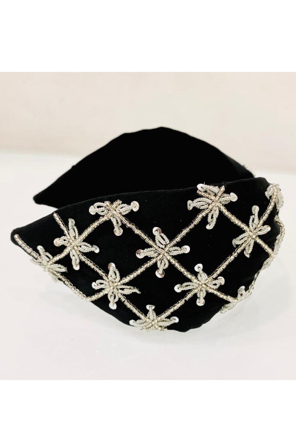 Stone Embroidered Crepe Hairband