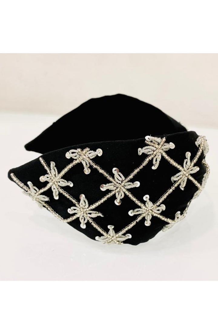Stone Embroidered Crepe Hairband
