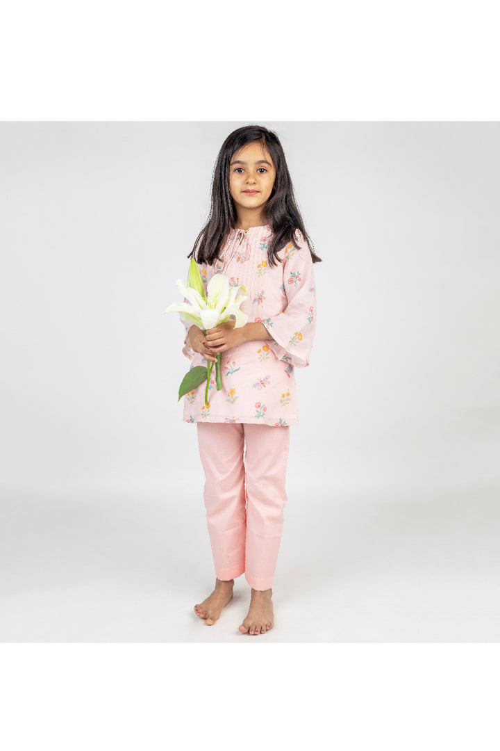 Pink Buta Printed Kurta With Pyjama Set