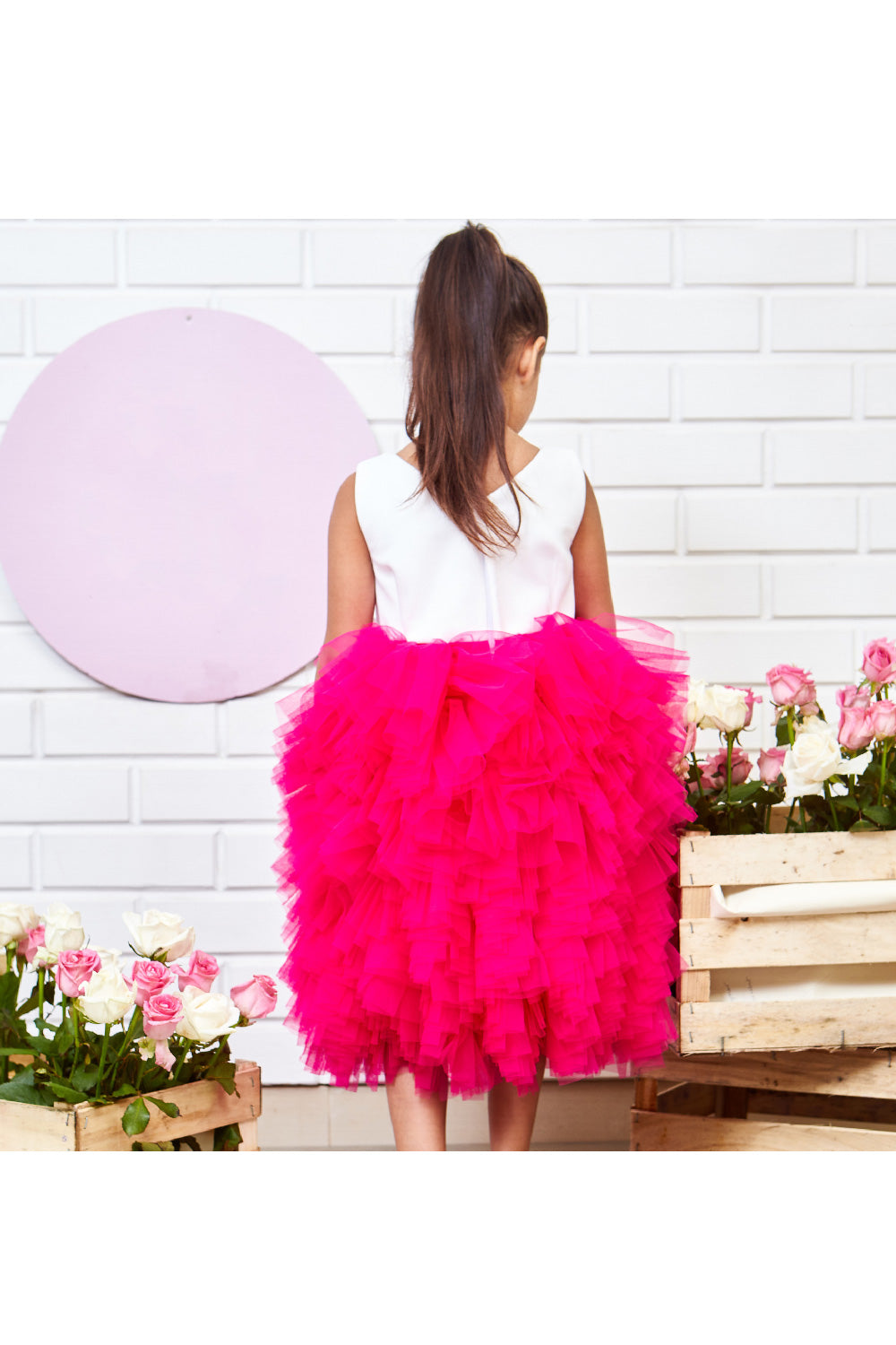 Bow Detailing Net Frill Sleeveless Dress
