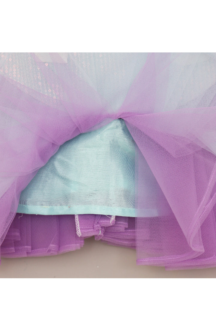 Lavender Sequins Embroidered Ruffle Net Dress