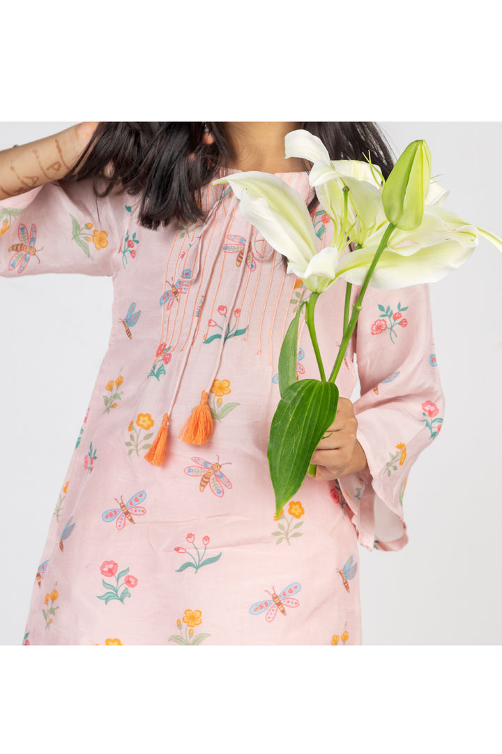 Pink Buta Printed Kurta With Pant Set