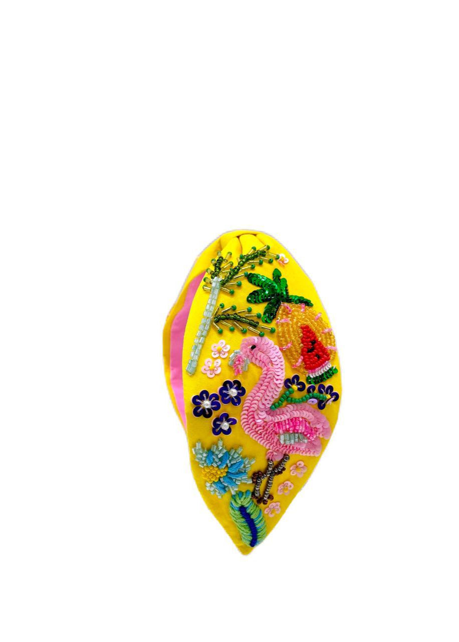 Yellow Handmade Embroidered Hairband