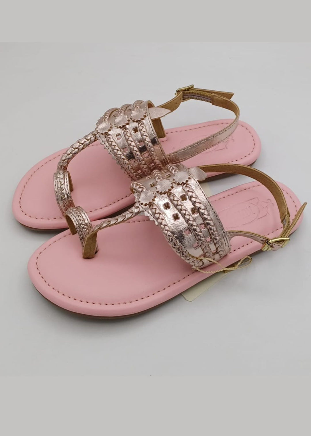 Rose Gold Pink Kolhapuri Flats