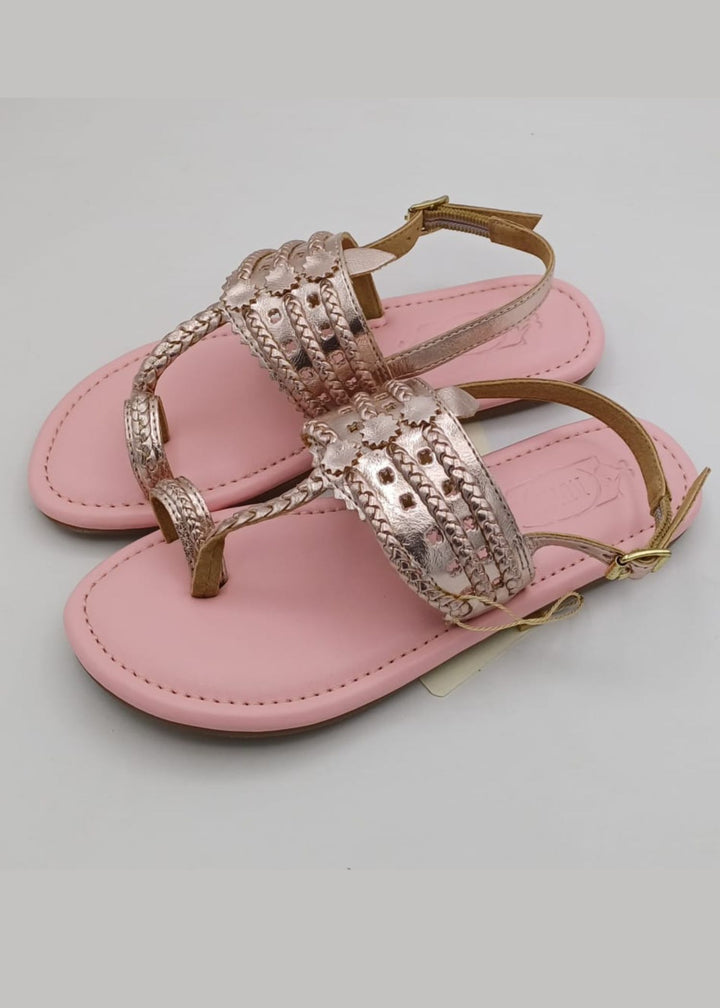 Rose Gold Pink Kolhapuri Flats