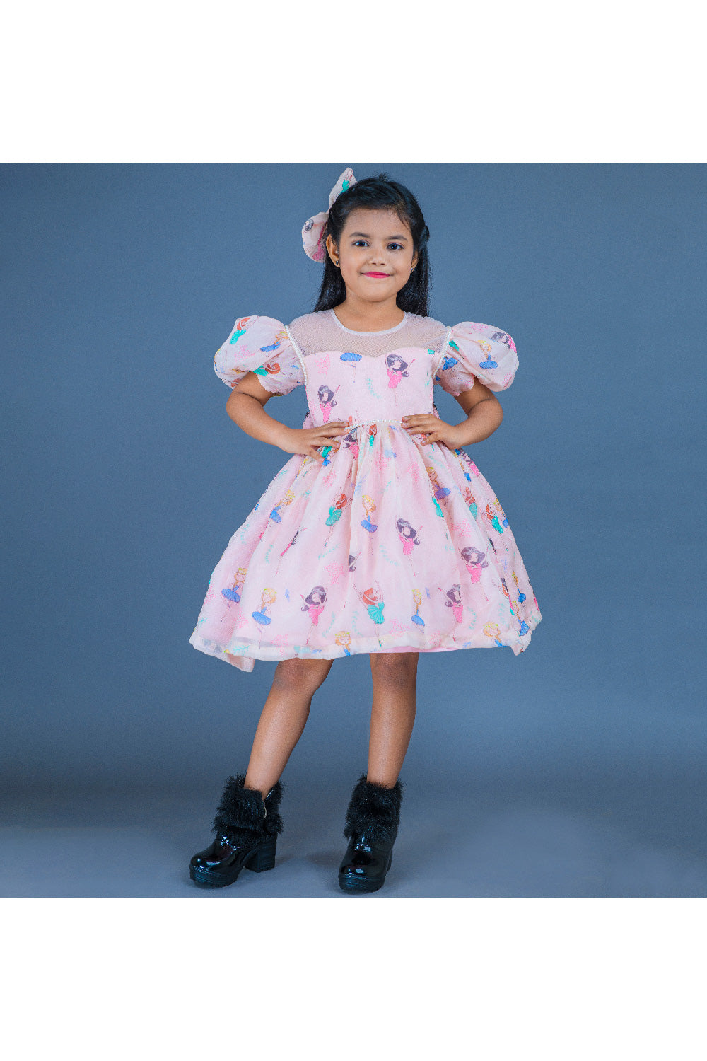 Pink Ballerina Printed Organza Dress