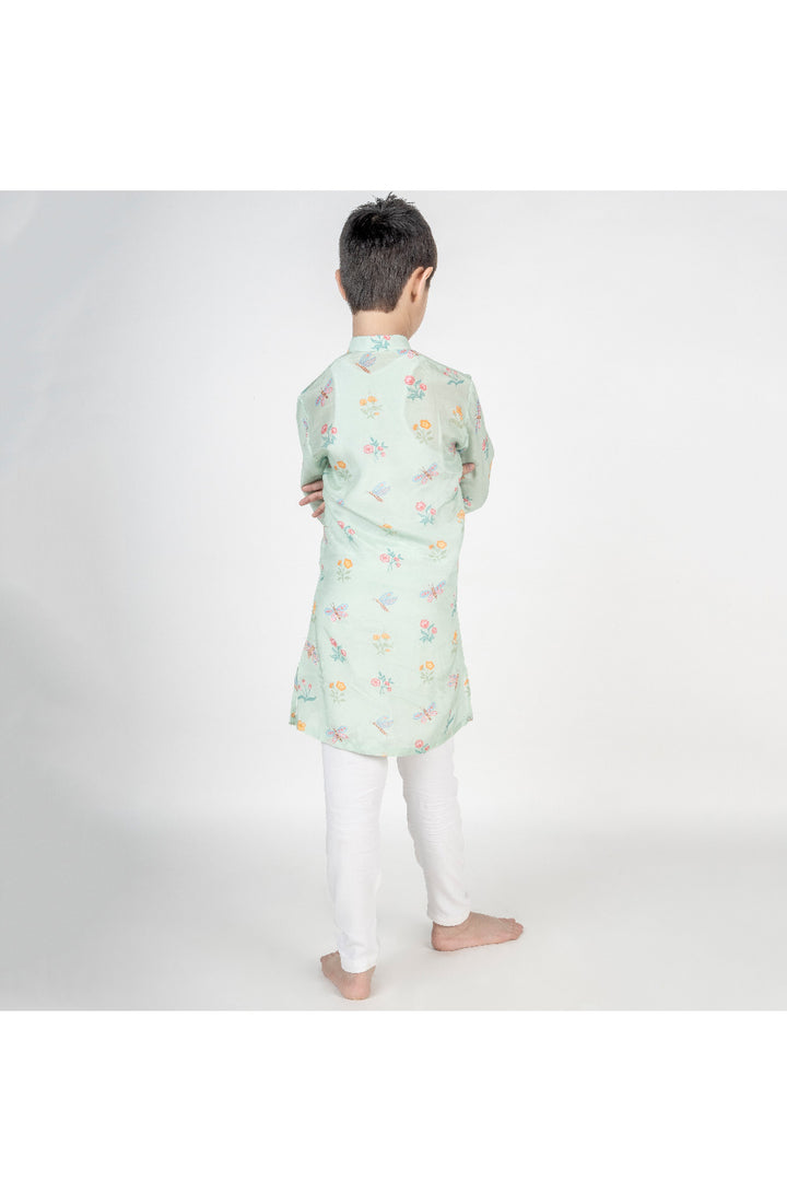 Green Buta Printed Kurta With Pyjama Set