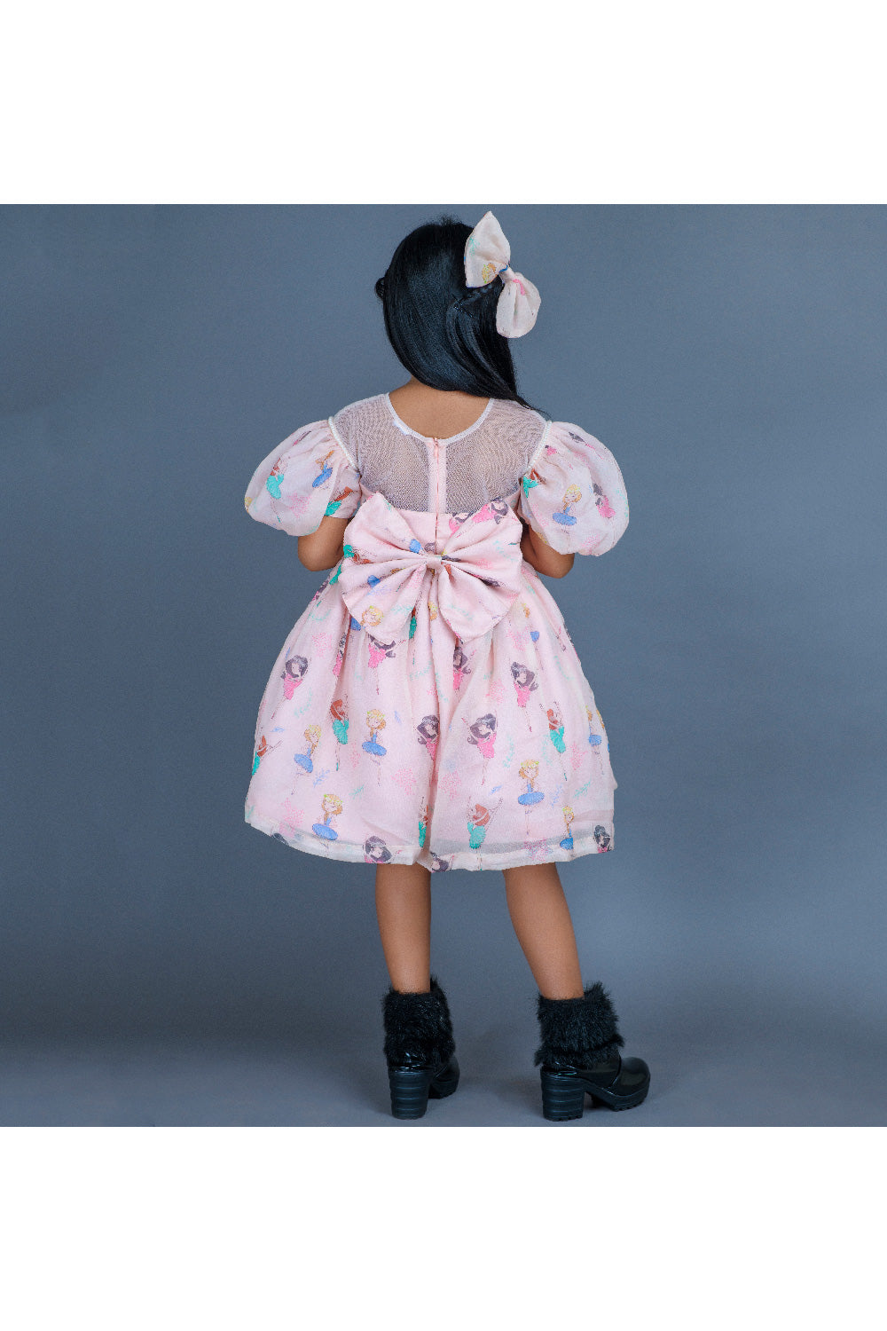 Pink Ballerina Printed Organza Dress
