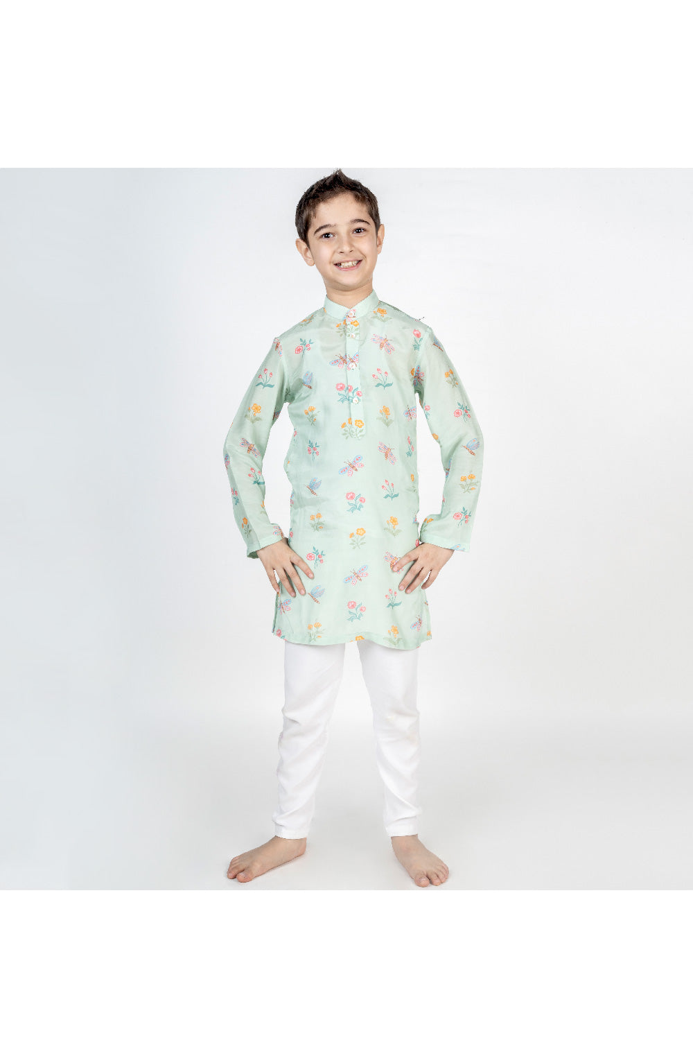 Green Buta Printed Kurta With Pyjama Set
