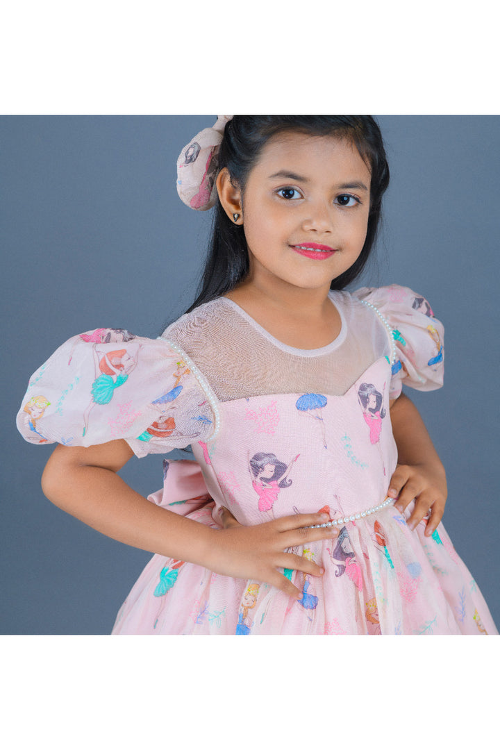 Pink Ballerina Printed Organza Dress