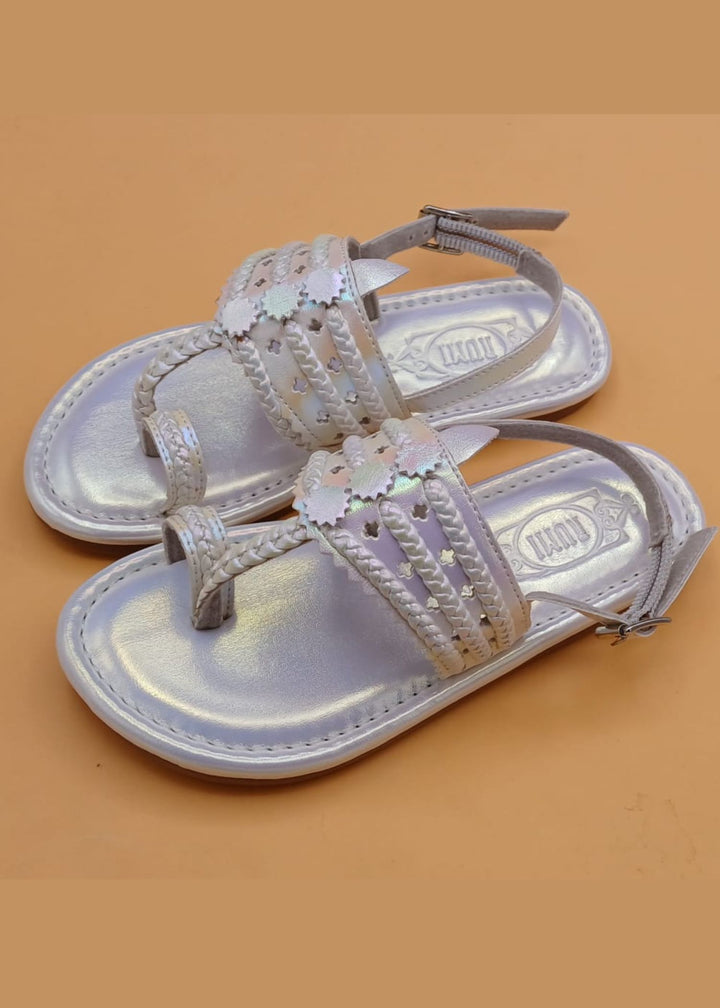 Rainbow White Kolhapuri Flats