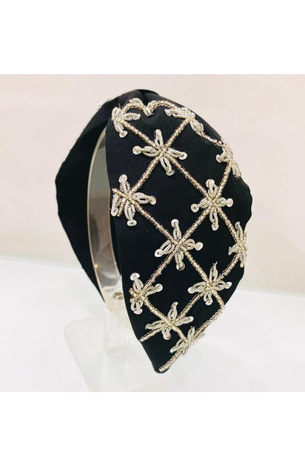 Stone Embroidered Crepe Hairband