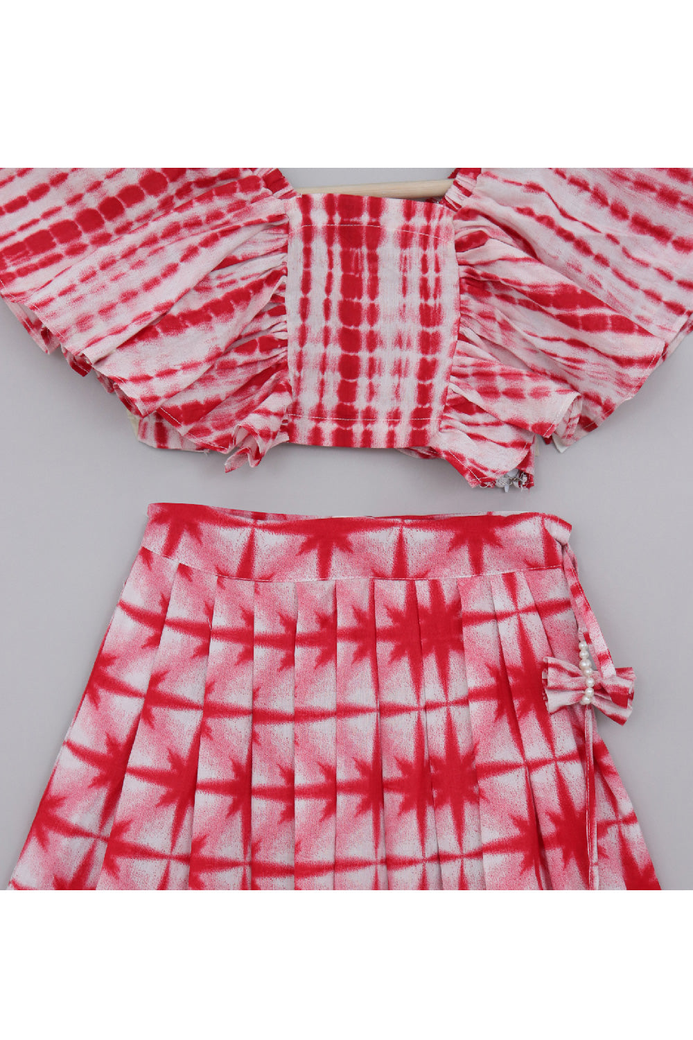 Tie And Dye Cotton Crop Top With Lehenga Set