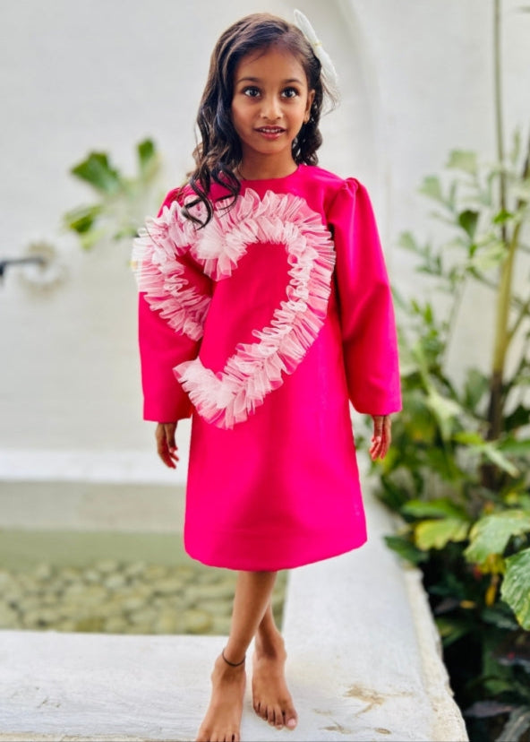 Fuschia Pink Frilled Heart Dress