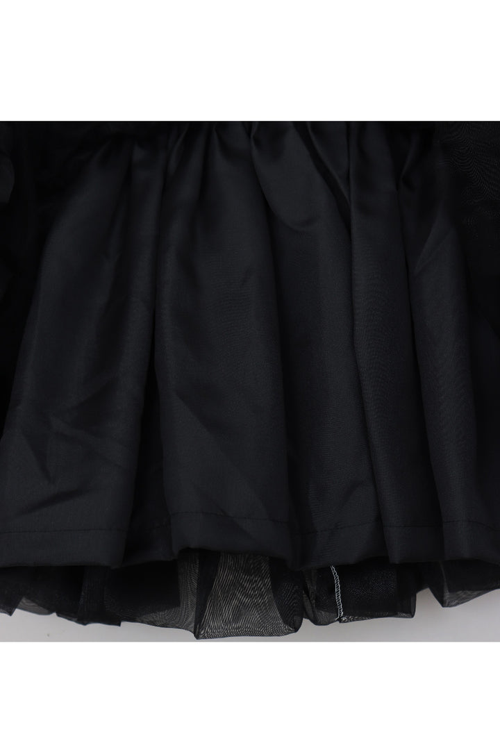 Black And White Pearl Detailing Organza Frill Dress