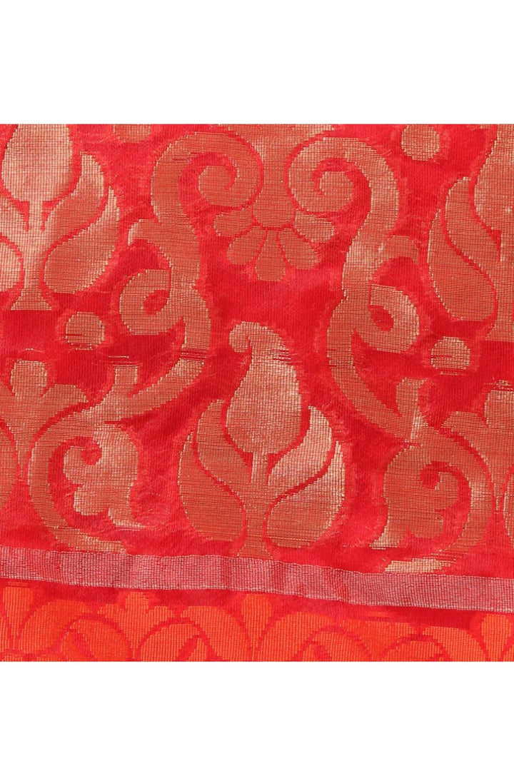 Red Side Tie-Up Brocade Top & Yellow Dhoti Pant Set