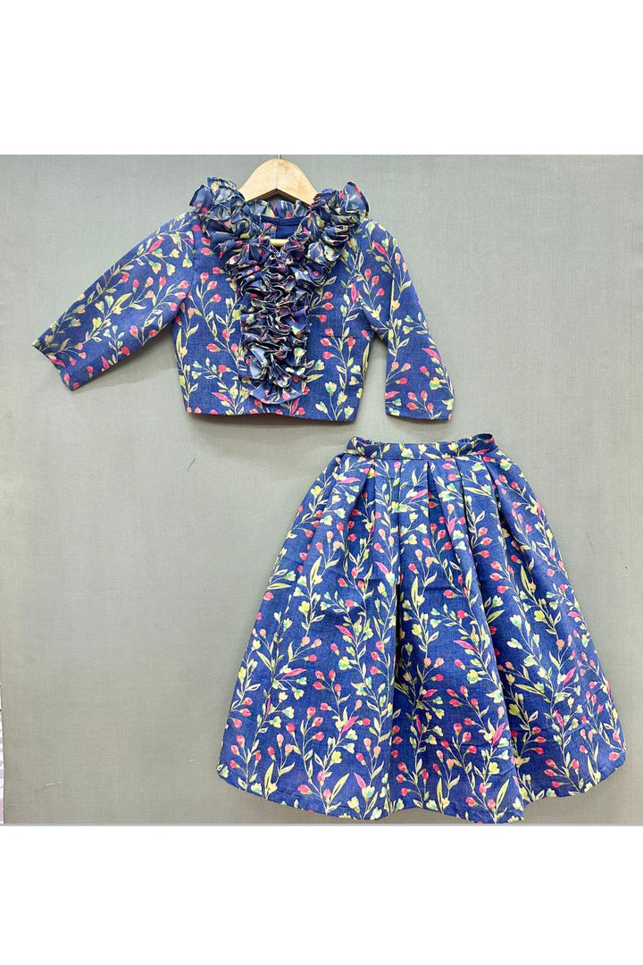 Blue Ruffles Cotton Floral Co-ord Set