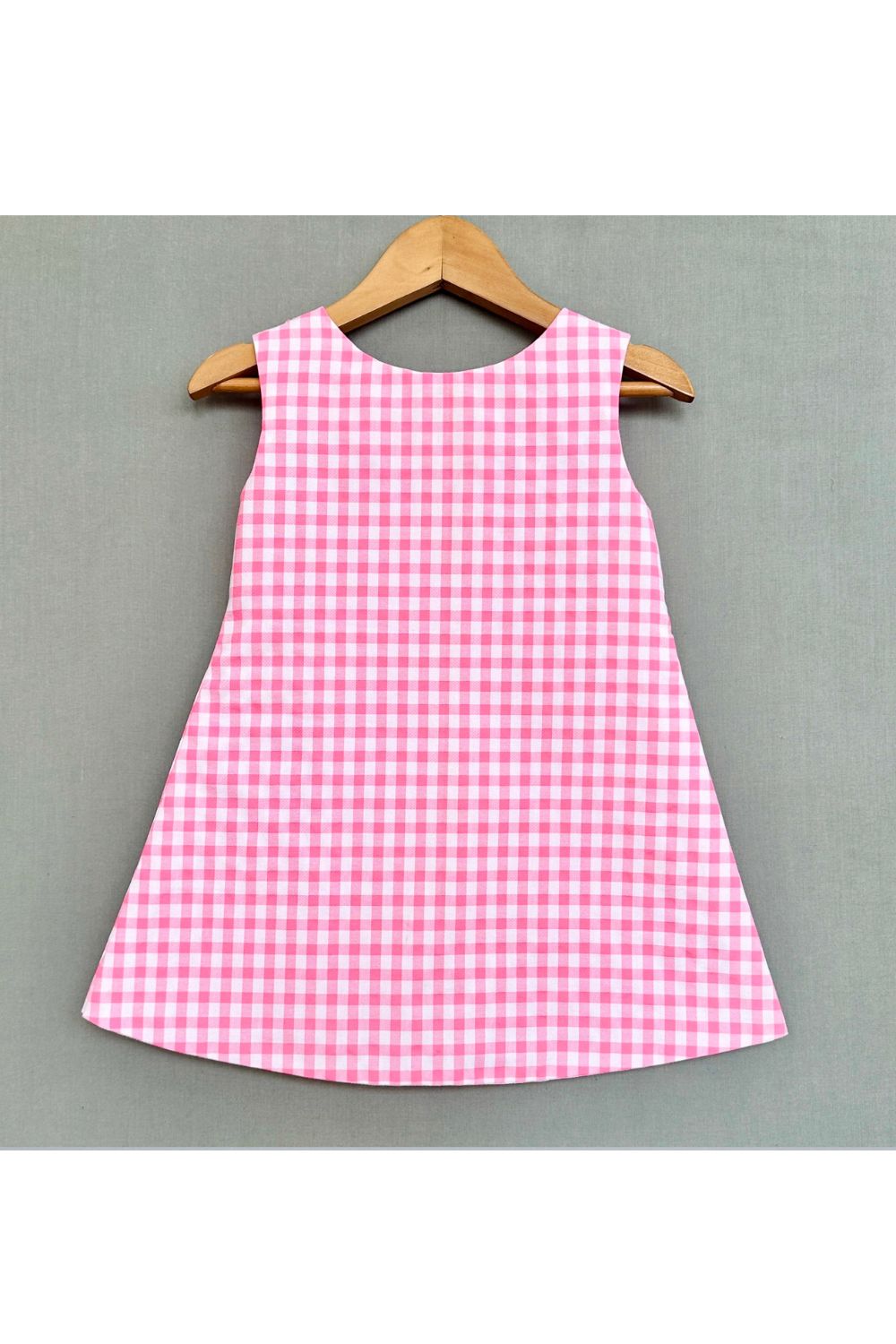 Pink Cotton Gingham Checks A-line dress