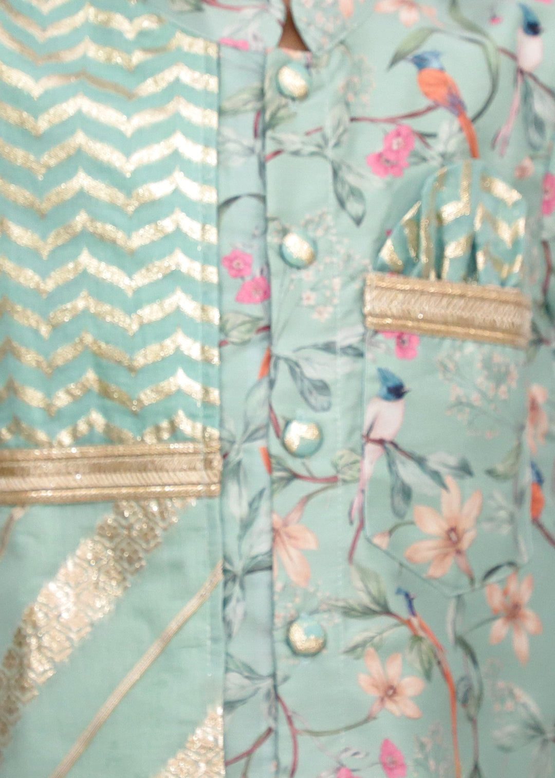 Green Bird Printed Kurta With Pyjama Set