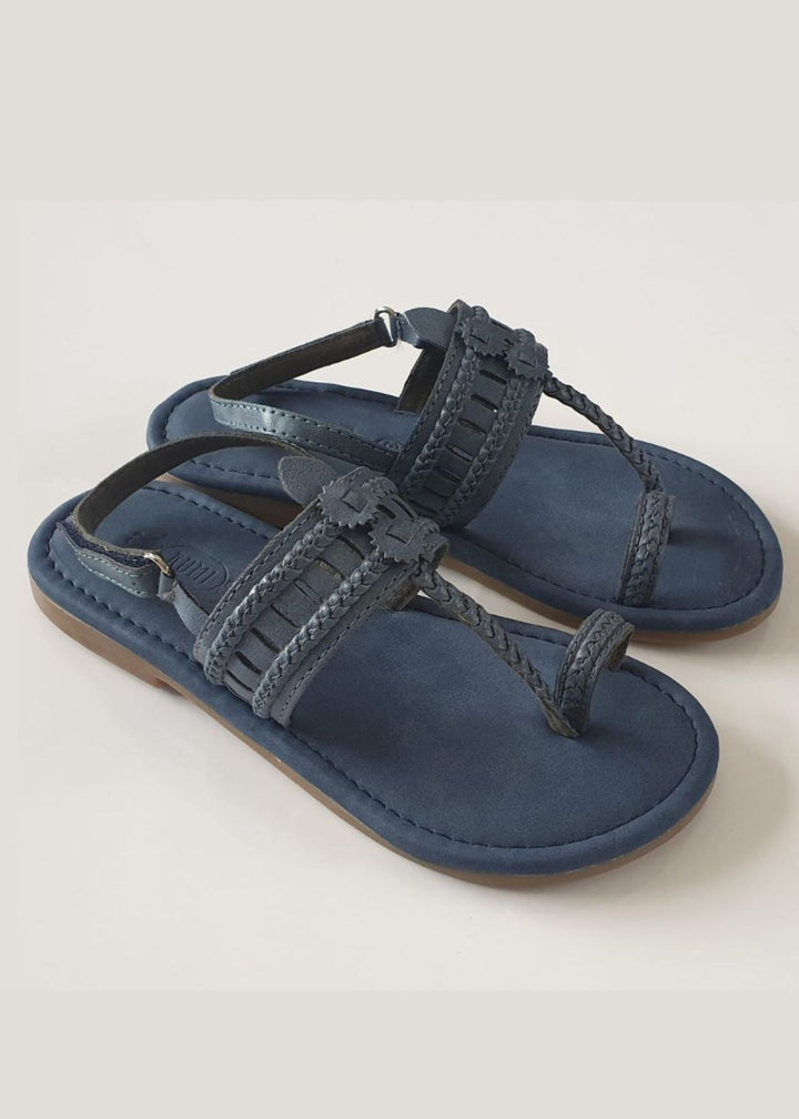 Blue cushioned kolhapuri with backstrap