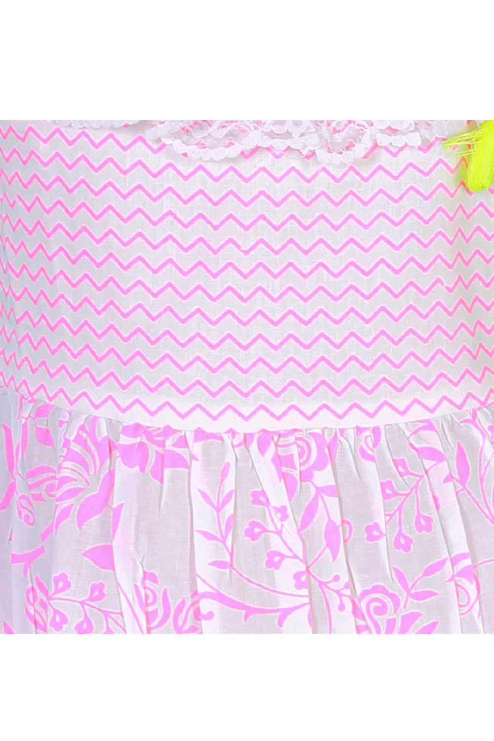 Pink Printed Cotton Shoulder Tie Knot Dress