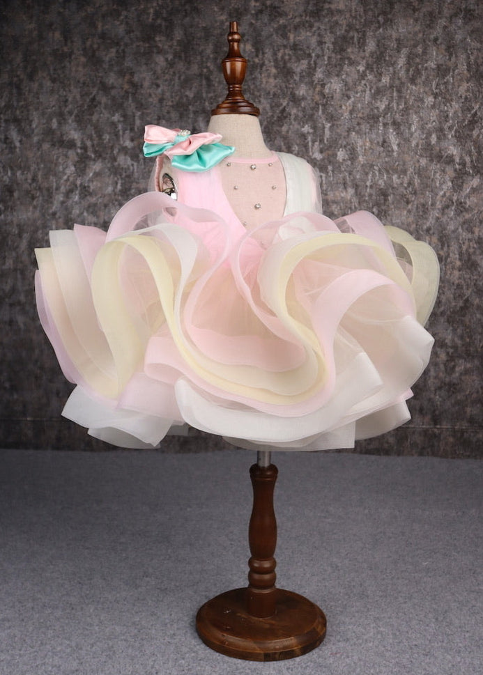 Rainbow Shaded Stone Embellished With Detachable Trail Dress
