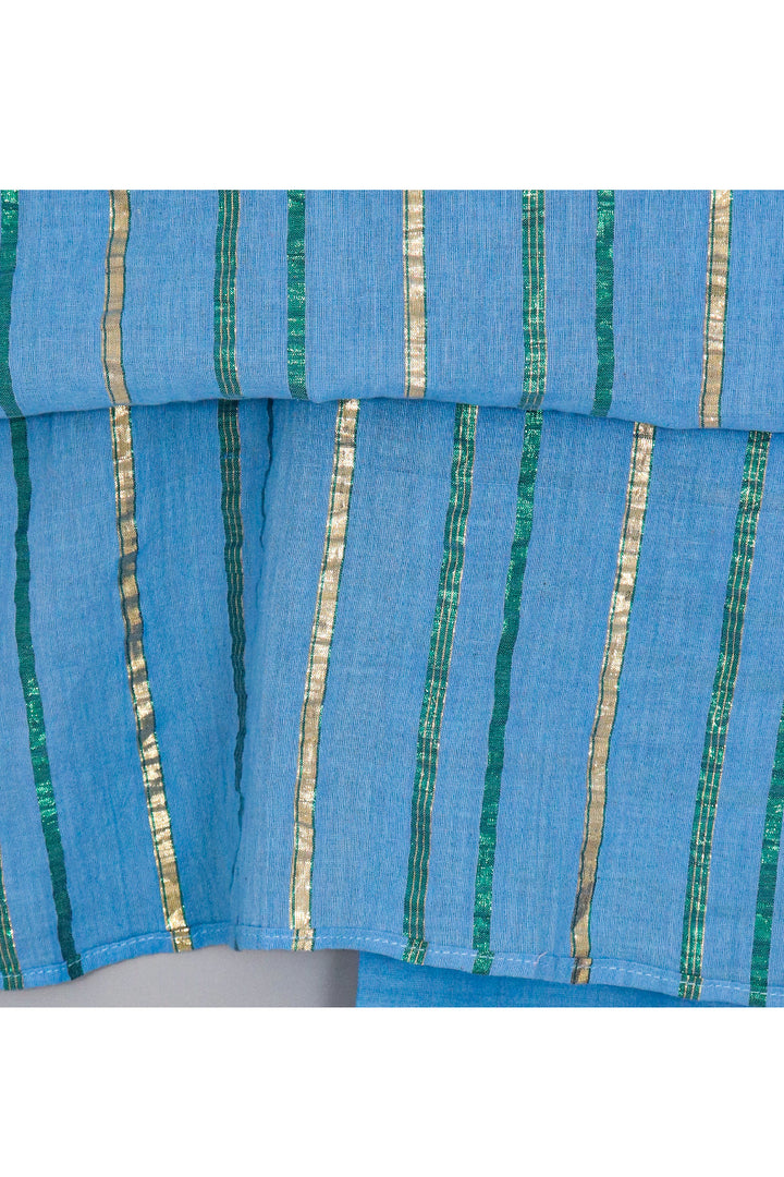 Blue Lace Detailing Kurta With Pant And Dupatta Set