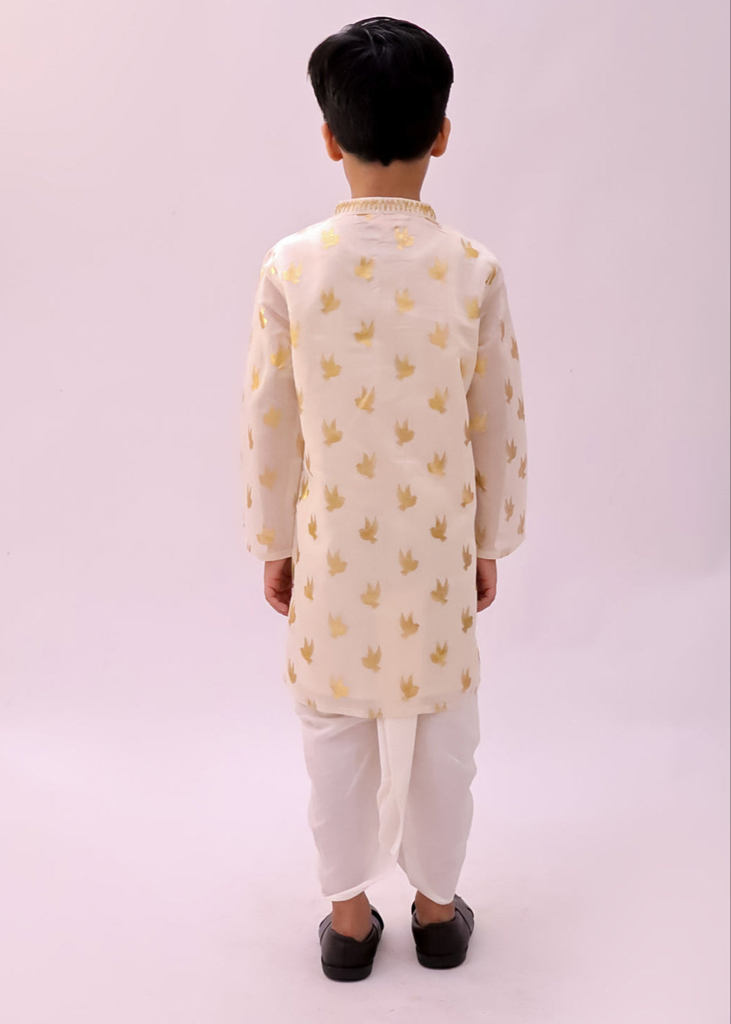 Mishti Off White Bird Printed Kurta With Dhoti Set