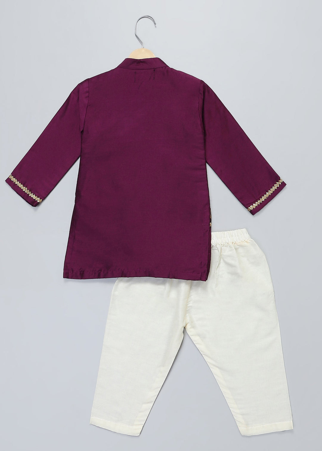 Purple Kurta With Brocade Attached Jacket and Pyjama Set