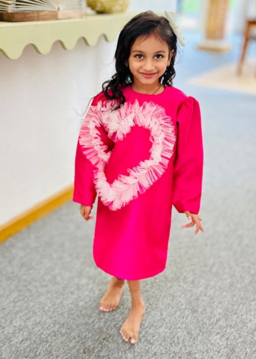 Fuschia Pink Frilled Heart Dress