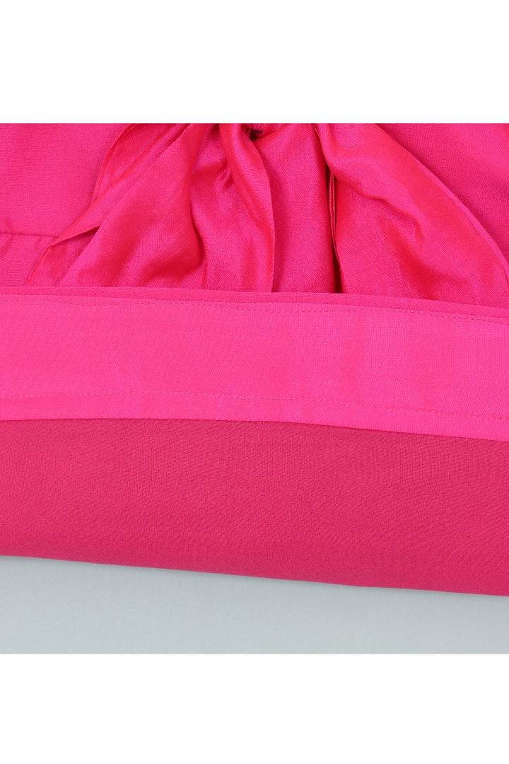 Pink Bow Detailing Sleeveless Silk Dress
