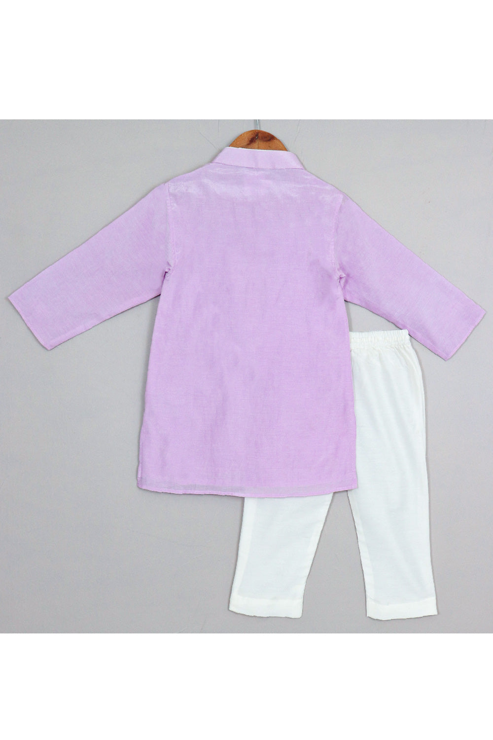 Purple Floral Embroidered Cotton Silk Kurta With Pyjama Set